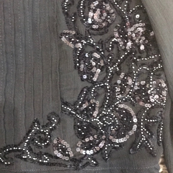 Anthropologie Maeve Navy chiffon beaded blouse- 4 - Picture 4 of 8